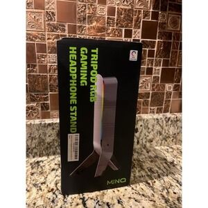 White RGB Tripod Headphones Stand for Desk - Gaming Headset Stand - Aux - USB...